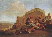 Pieter van laer Landscape with mora players oil painting